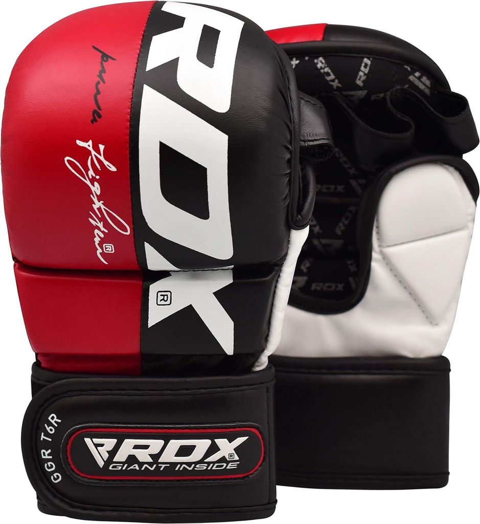 RDX MMA-Handschuhe für Kampfsporttraining und Grappling, zugelassen von SMMAF, Palm-O Maya Hide Leder-Sparringhandschuhe, gut für Kickboxen, Muay...