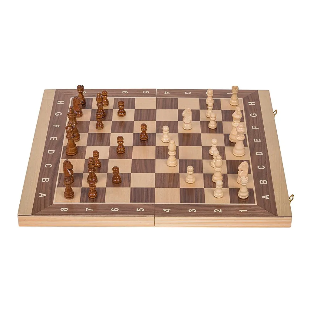 Échecs et Backgammon grand format 44 cm en bois noble SQUARE - 2