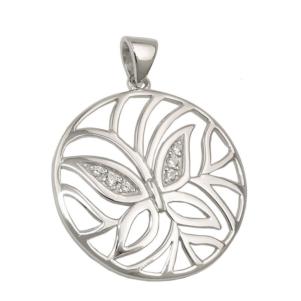 Anhänger 23mm Schmetterling mit Zirkonias glänzend Produktbild 