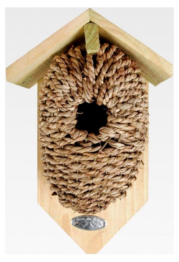 3 Nistkästen, Vogelhaus mit Höhle aus Seegras, ca. 15 cm x 10 cm x 26 cm