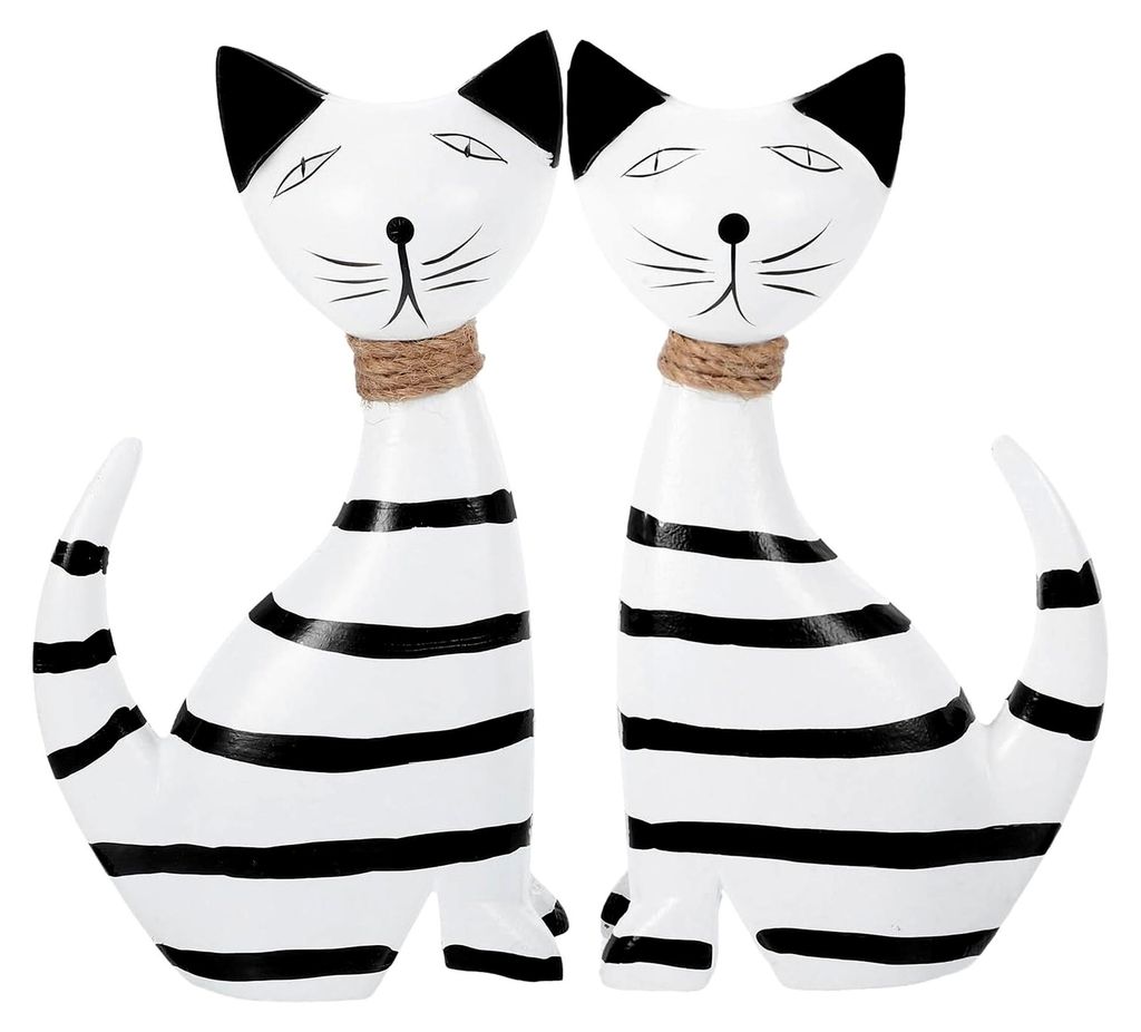 2 Stück Holz Katze Figur mit nordischem Charme als Tischdekoration für Katzenliebhaber