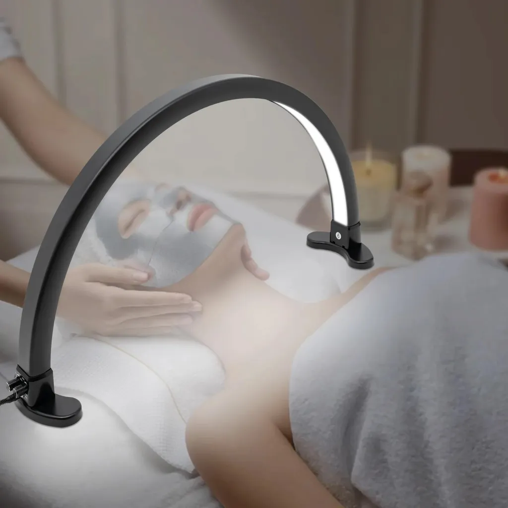 Lampe de table manucure demi-lune LED noire pour salon de cosmétique