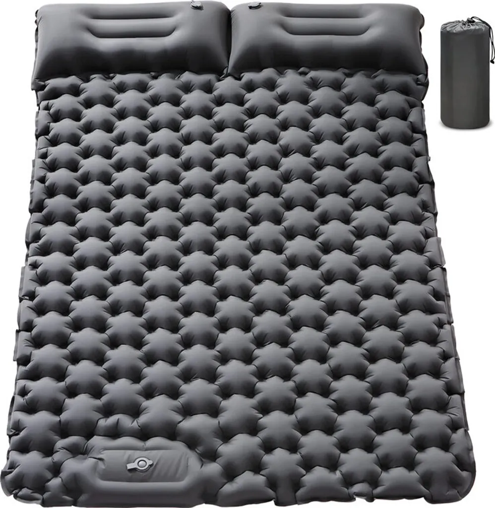 Tapis de camping gonflable 2 personnes isolant et ultraléger coloris Gris