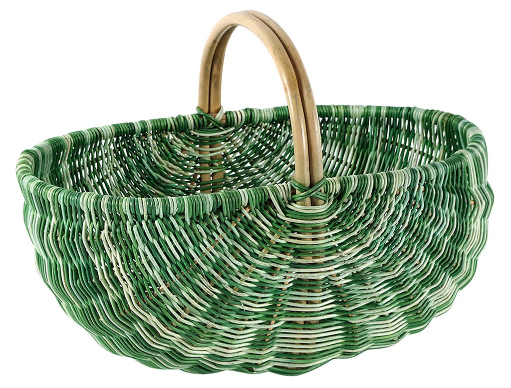 Kobolo Einkaufskorb geflochten Korb Rattankorb - multicolor grün - 50x35x23 cm - Autokorb Picknickkorb Einkaufstasche Fahrradkorb verschiedene Farben