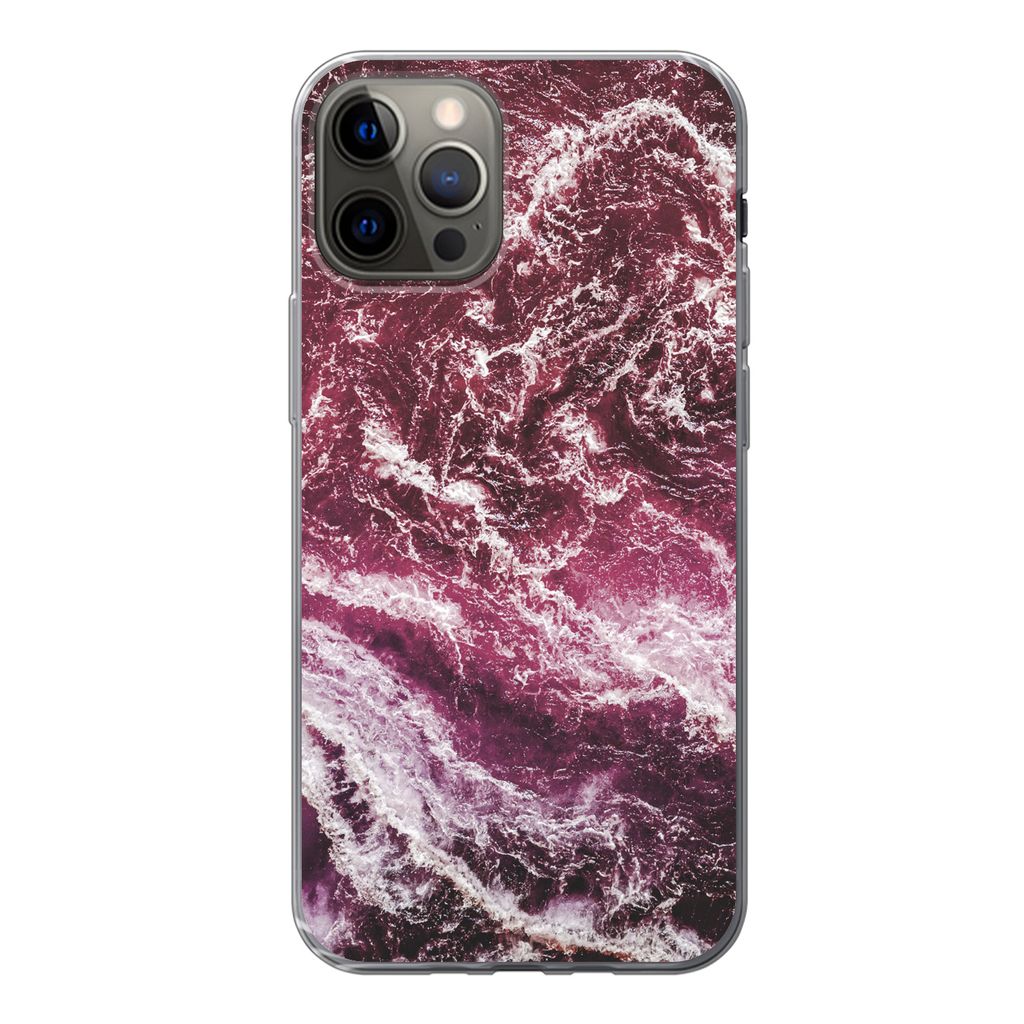 MuchoWow Handyhülle Schutzhülle Hülle für iPhone 13 Pro Natursteine - Lila - Marmor Silikon Softcase Handy Hülle - Handy-Tasche