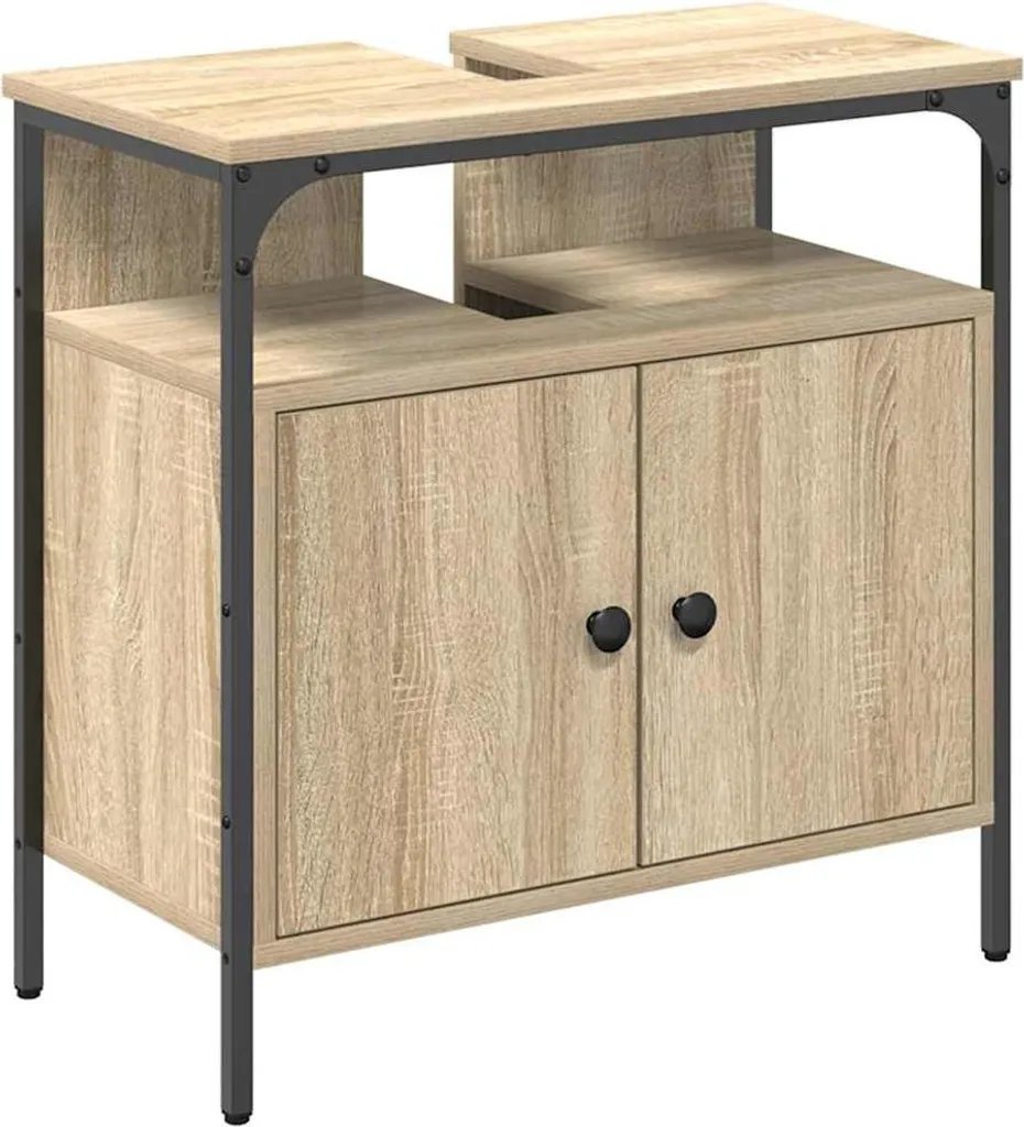 Mobiletto Bagno Design Beige 60x60x30 cm | Armadietto Ligneo Moderno