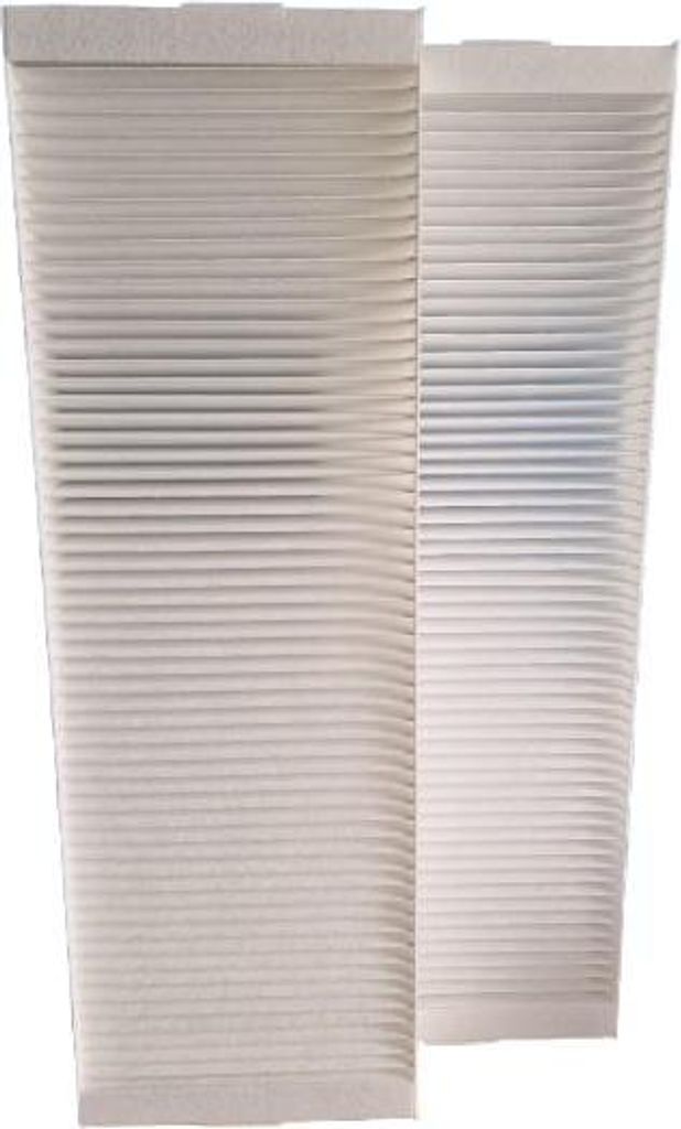 Two pleated filters are shown side-by-side against a white background.