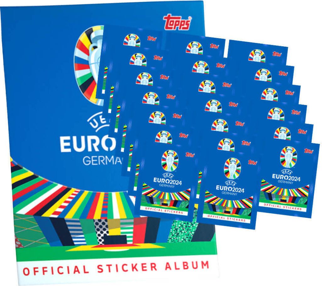 Topps UEFA EURO 2024 Sticker - Fußball EM Sammelsticker - 1 Album + 20 Tüten