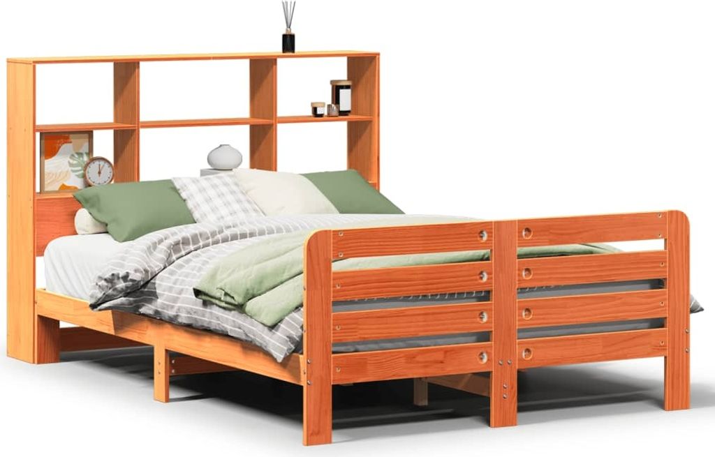 vidaXL Massivholzbett ohne Matratze Wachsbraun 120x200 cm Kiefernholz