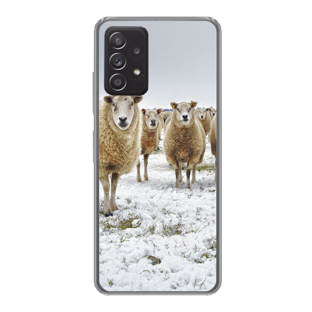 MuchoWow Handyhülle Schutzhülle Hülle für Samsung Galaxy A33 5G Schafe - Wolle - Schnee Silikon Softcase Handy Hülle - Kartenhalter