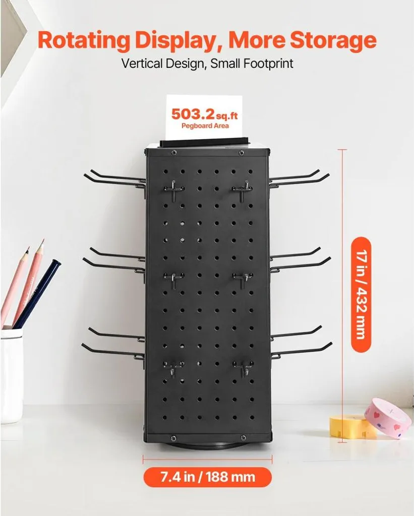 Présentoir tournant 4 faces modulable avec 24 crochets pour accessoires - 2