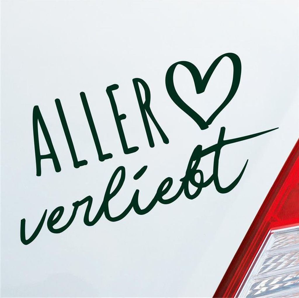Auto Aufkleber Aller verliebt Herz Fluss Wasser Water Liebe Car 19x10 cm Dunkelgrün Sticker Heckscheibenaufkleber