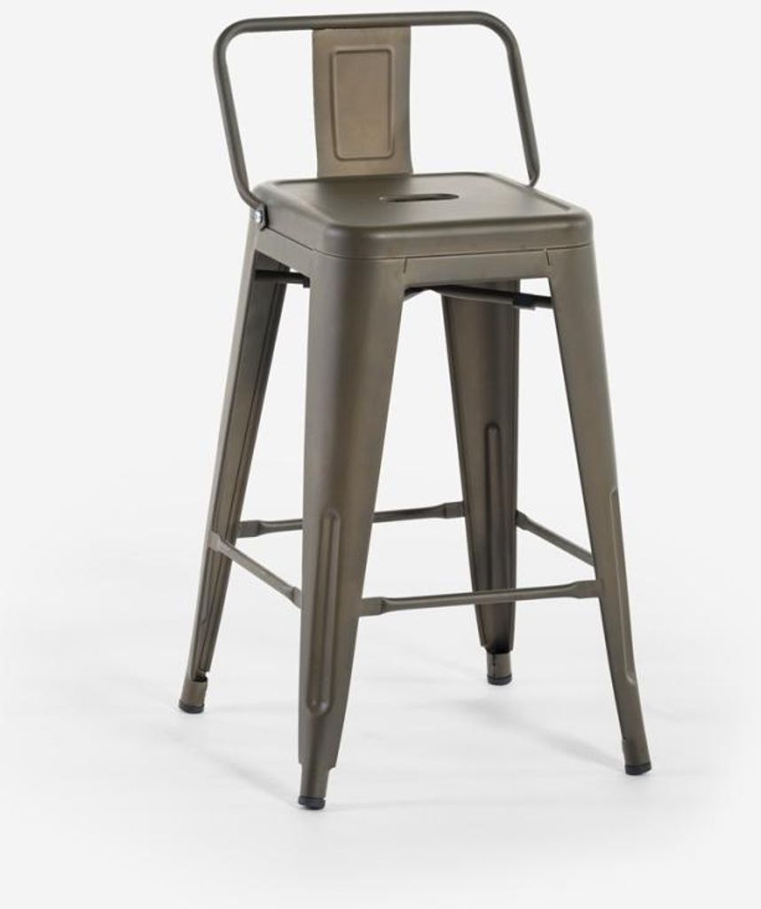 Tabouret de bar de style industriel en métal avec dossier Image du produit 