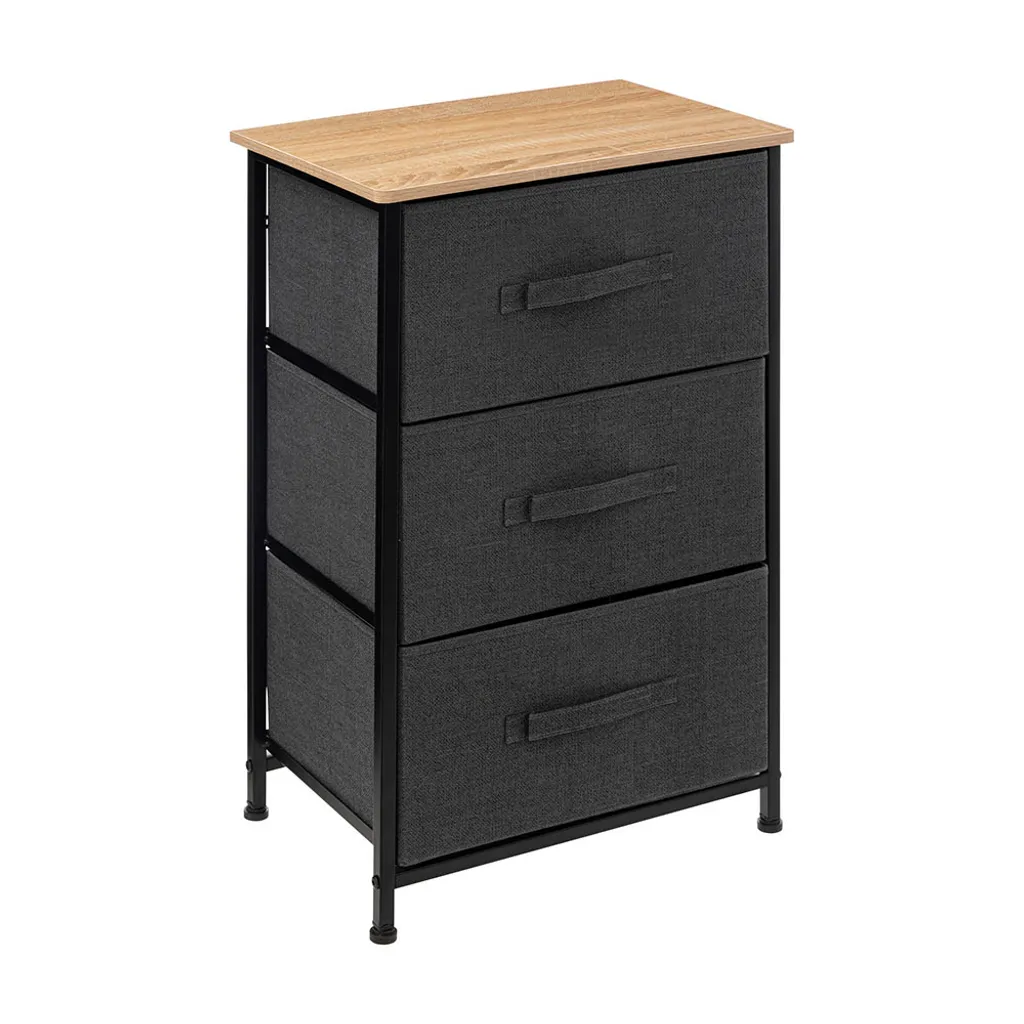 Meuble de rangement 3 corbeilles Verdun Eazy Living en bois gris foncé salon