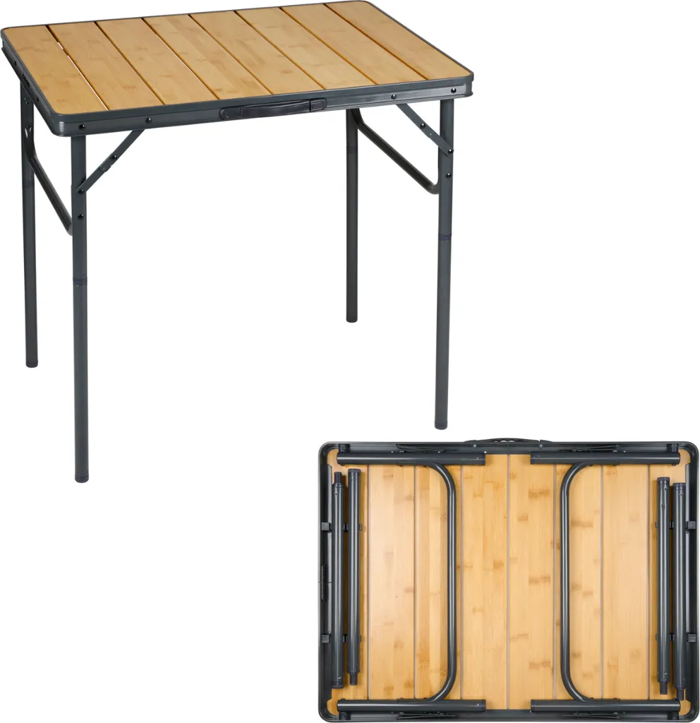 Camp Active Table de camping pliante en aluminium et plateau bambou 75cm