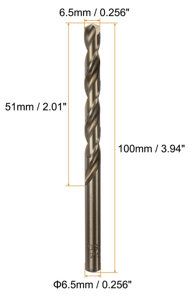 10 Stš¹ck Metallbohrer 6,4 mm M35 HSS Cobalt Spiralbohrer Werkzeug fš¹r Edelstahl, Kupfer, Holz, Kunststoff und andere harte Materialien