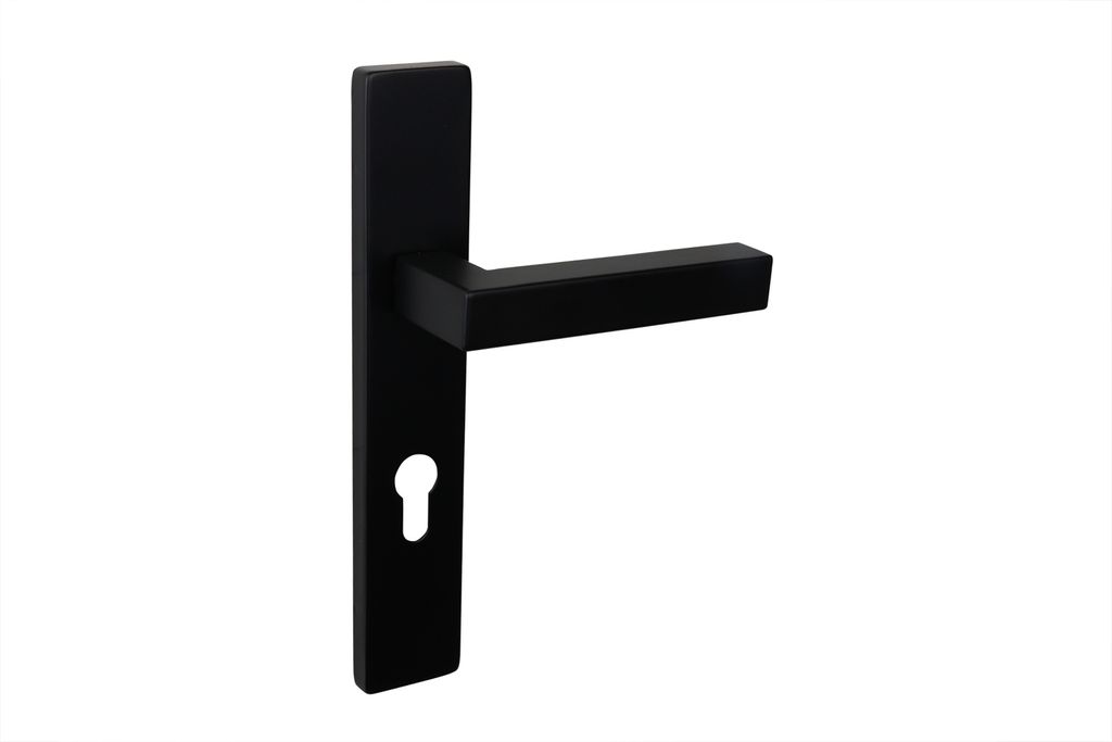 Lavuzo Türgriffe Viterbo Schwarz mit rechteckigem Schild Produktbild 