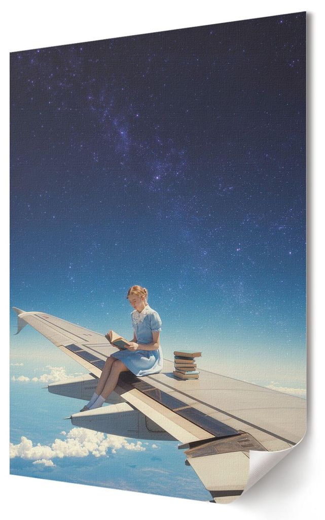 Kosmische Lesung- Kunstdruck A1 (59x84 cm) - Modern, Retro- Wandbild für Wohnzimmer Schlafzimmer & Flur, Modernes Poster Wanddeko, Ungerahmt