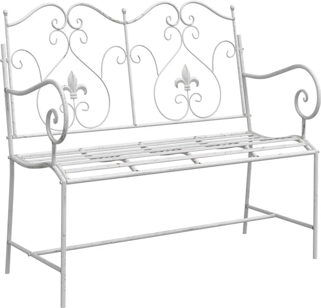 Panchina Romantica da Giardino Bianca vidaXL 104 cm Acciaio Retro - 1