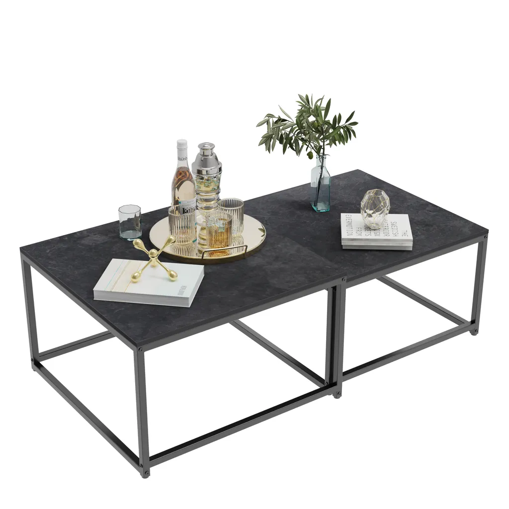 Table Basse Marbre Noir Carrée : Solution Design pour Salon Moderne