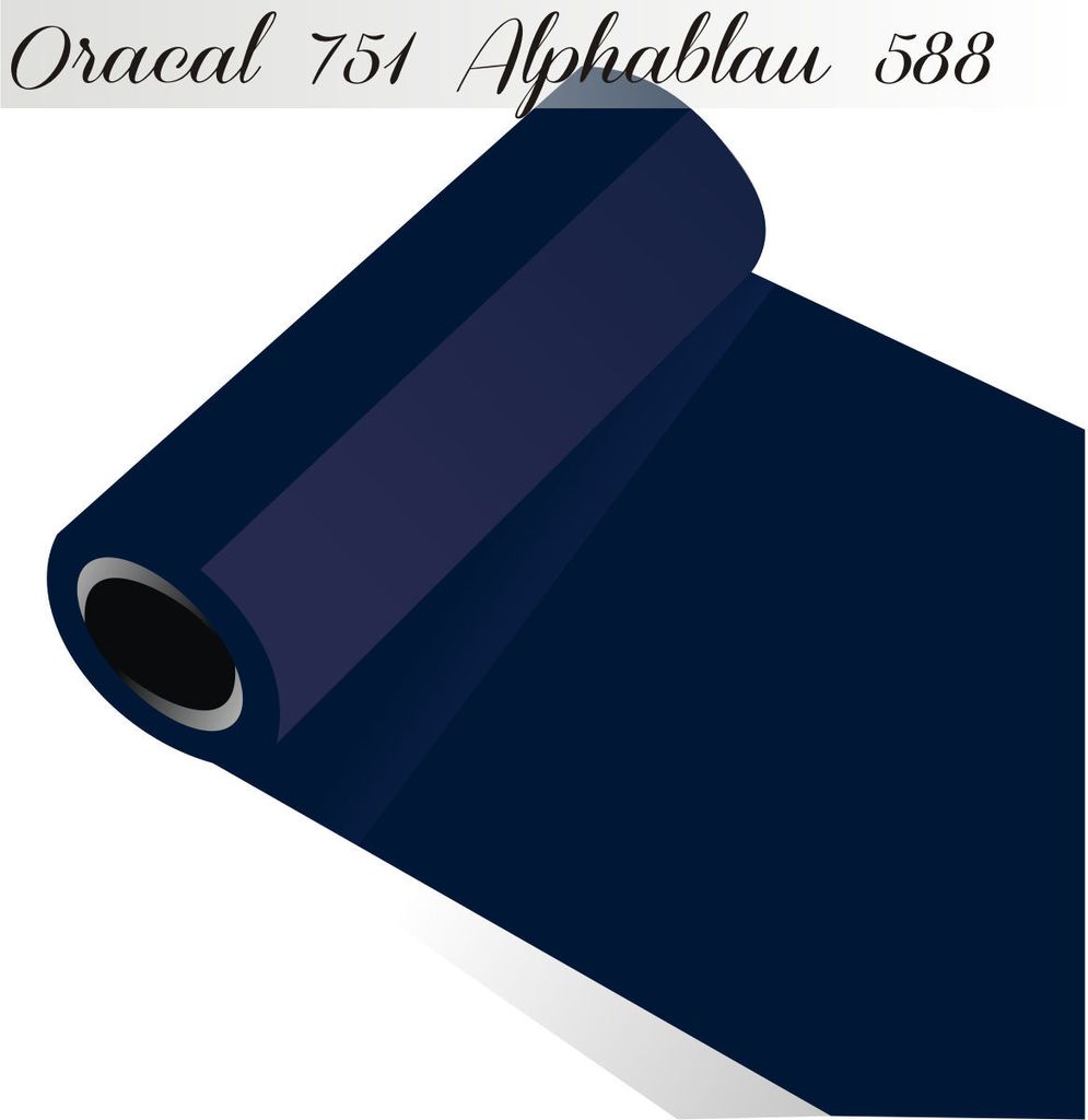 Oracal 751 - Orafol Folie 5m (Laufmeter) freie Farbwahl 118 glänzende Farben - glanz in 4 Größen, 126 cm Folienhöhe alphablau - 588
