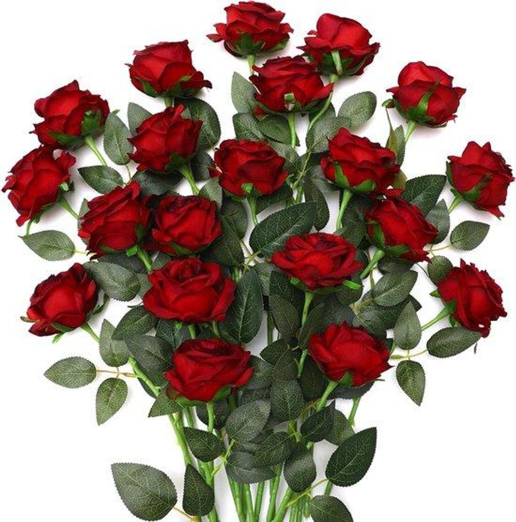 Künstliche Rosen Seidenblumen 20-teilig Rot