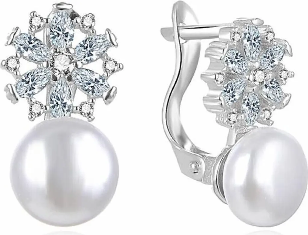 Bijou d'oreilles perles et argent pour mariage et soirées chic