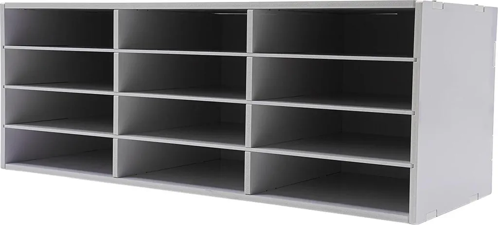 Organiseur de bureau blanc en PVC - Trieur courrier à 12 compartiments
