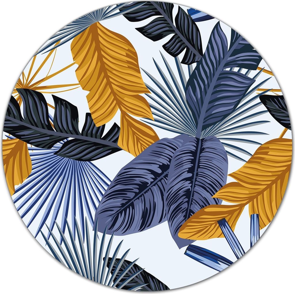 Herd-Abdeckplatte Glas Schneidebrett Ceranfeld-Abdeckung - 40 cm - Blaue Palmblätter