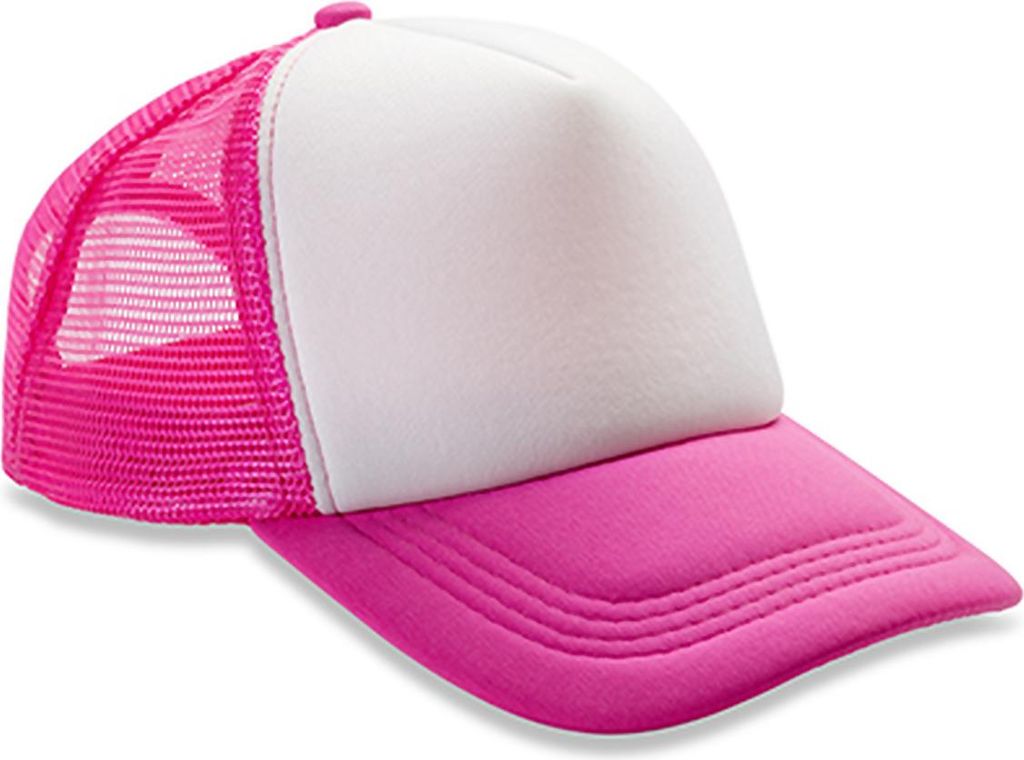 Result Headwear RC089X | Netzkappe Detroit 1/2 Mesh Truckers Cap - Farbe: Super Pink/White - Größe: One Size