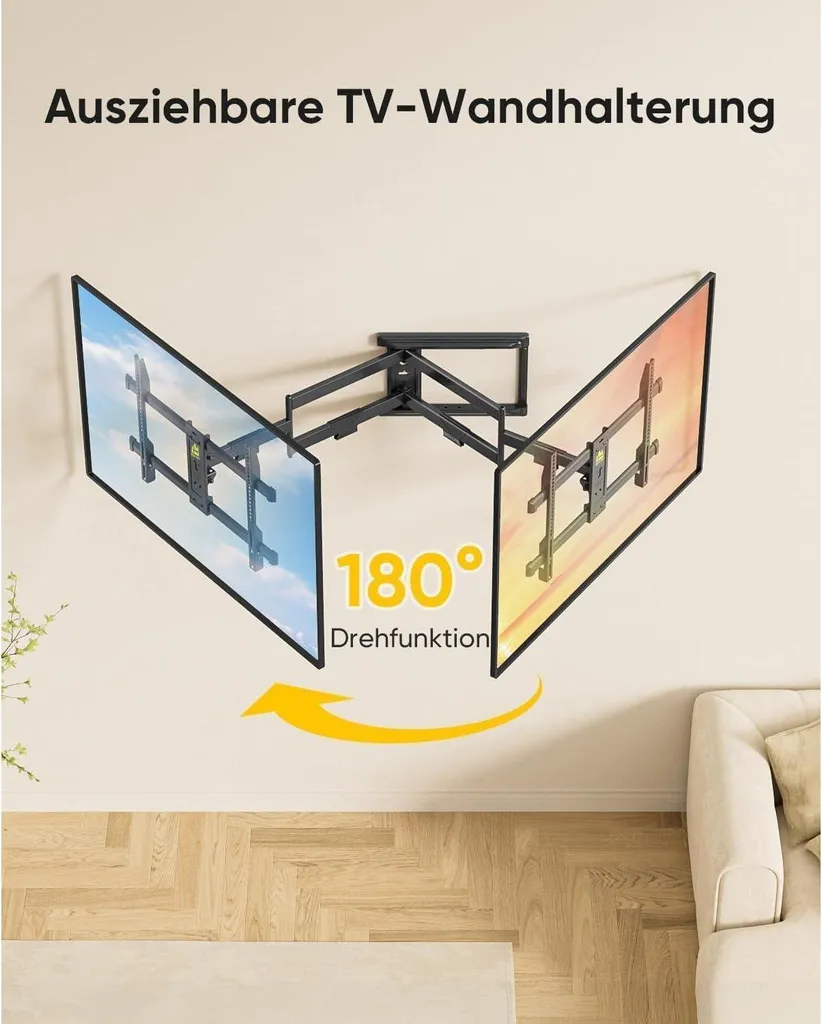 Support TV mural bras long 765mm : évitez les reflets sur votre écran 75" - 3