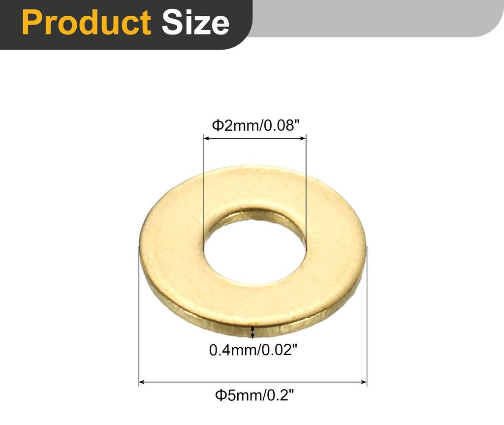 240 Stš¹ck Unterlegscheiben Set, M2 x 5mm x 0.4mm Messing Ring Beilagscheiben Sortiment, Flach Sicherungsscheiben Dichtungsring Metallscheiben f...