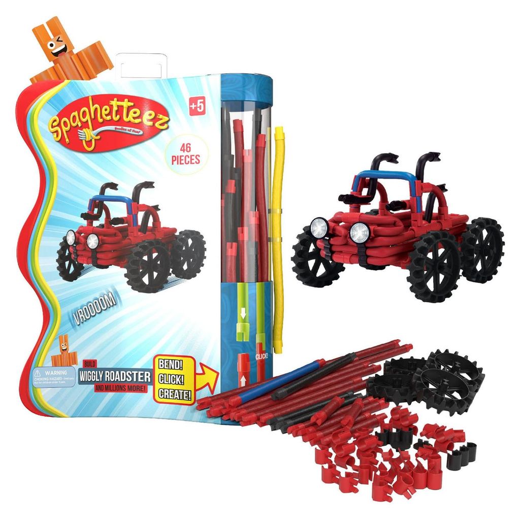 Clics Bauspielzeug Spaghetteez Wiggly Roadsters flexible Bausta ̈bchen 46-teilig