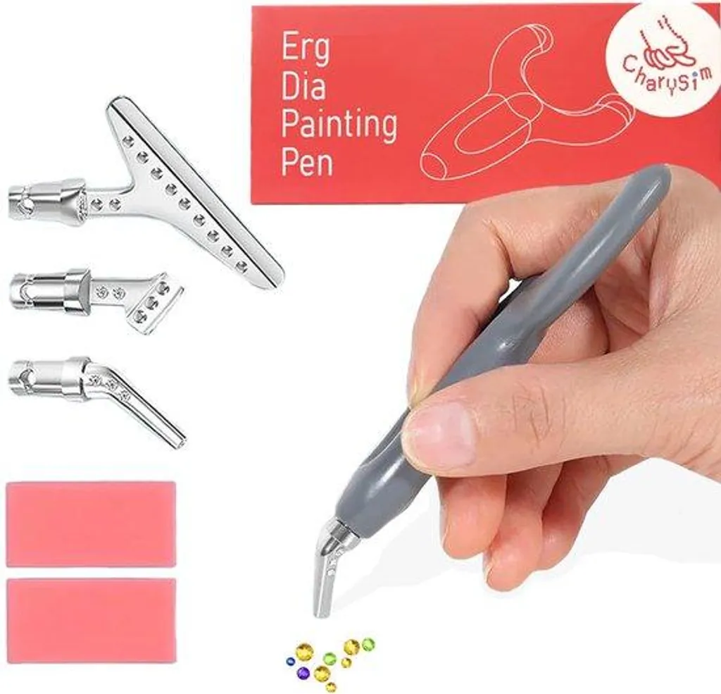 Kit peinture diamant ergonomique avec pointe métallique durable, gris