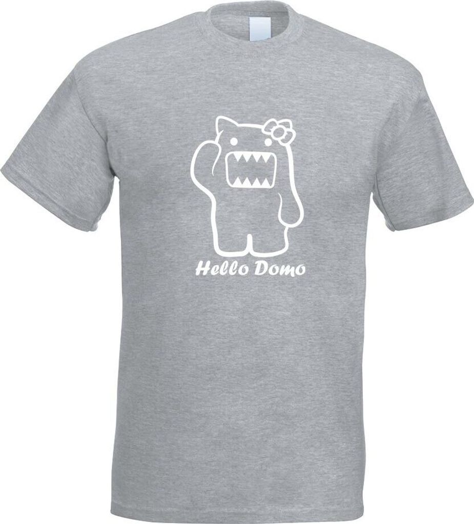 Kiwistar - T-Shirt - Graumeliert - Hello Domo Motiv Bedruckt Funshirt Design Print - mit Motiv Bedruckt - Funshirt Design - Sport - Freizeit - Herr...