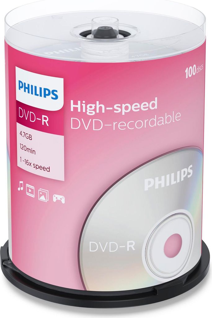 Philips DVD-Rohlinge, 120Min, 4.7GB, Speed 16x, Spindel Produktbild 