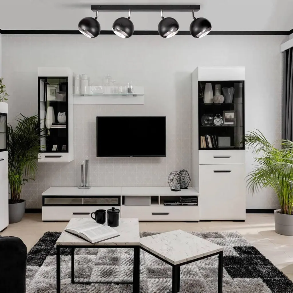 Plafonnier de Cuisine à 4 Spots Orientables OLAF 4 Noir et LED E14