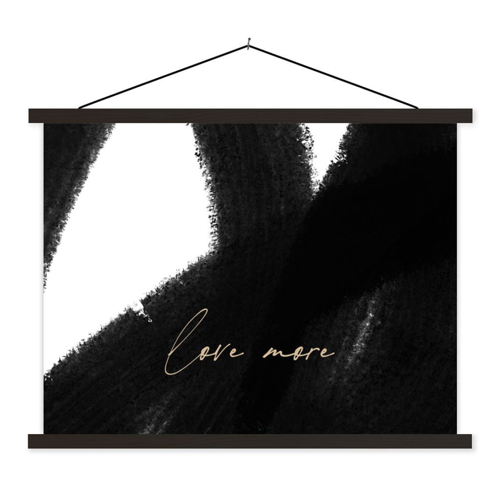 MuchoWow Textilposter Text - Abstrakt - Liebe mehr - Zitate 150x113 cm mit holzfarbenen Rahmen - Poster
