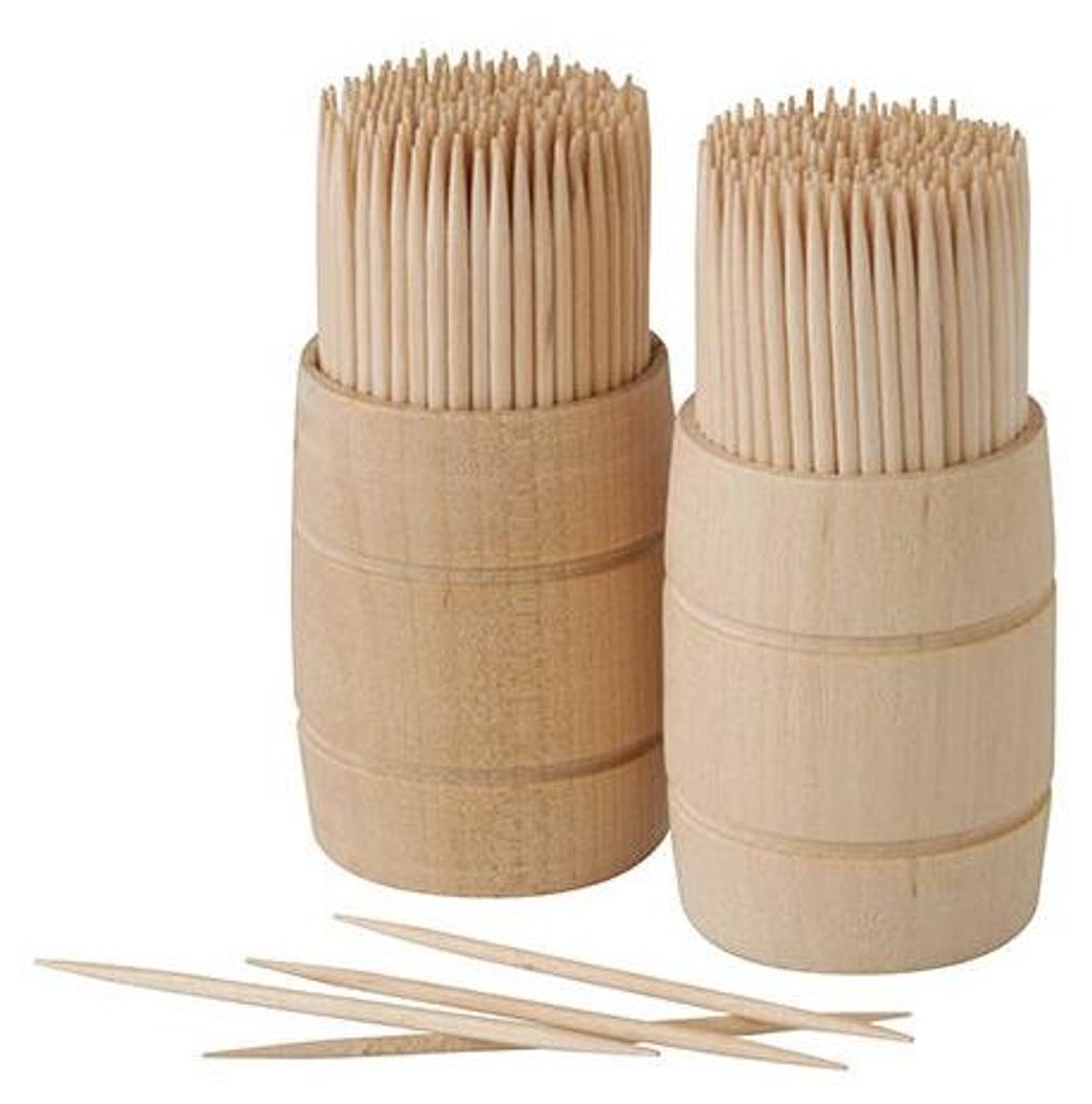 PAPSTAR Zahnstocher aus Holz "pure", rund, 6,8 cm, im Holzspender | Beutel (400 Stück)