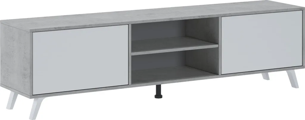Meuble TV Gris Ciment 180cm Misinto : Style Industriel et Étagère