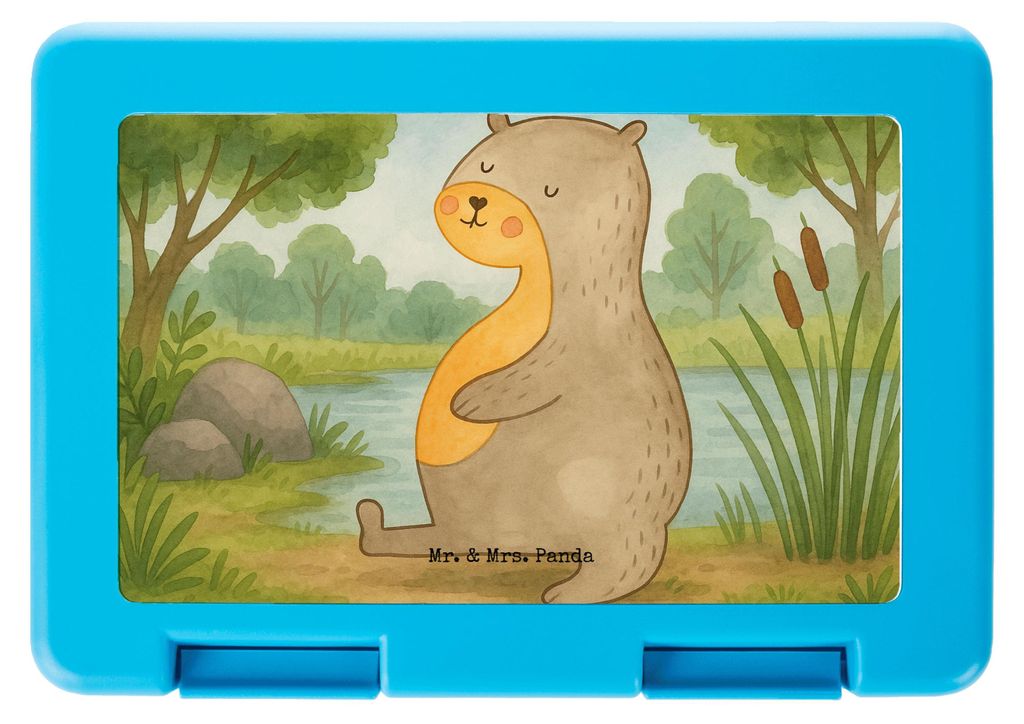 Mr. & Mrs. Panda Bento Box Otter Bauch Design - Weiß - Geschenk, Bentobox, Satt, Essen. Foodlover, voll Gefuttert, Brotzeitdose, Seeotter See, Fri...