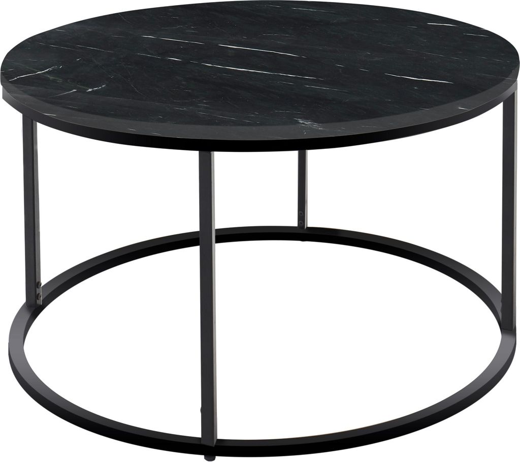 Couchtisch - Schwarz - Marmor - Metall - Ø 80 cm
