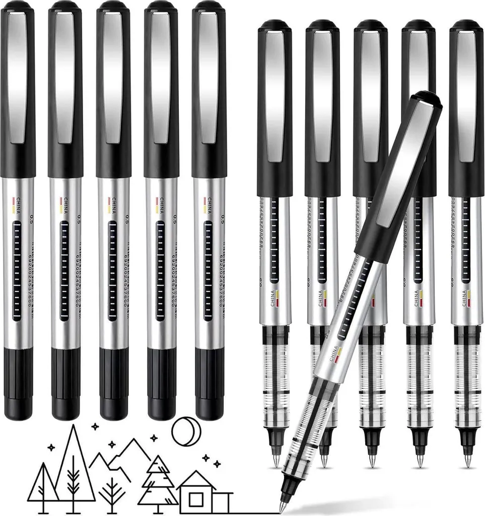 Stylos gel 0,5 mm écriture fluide Weysoo lot de 10 noir bureau et école