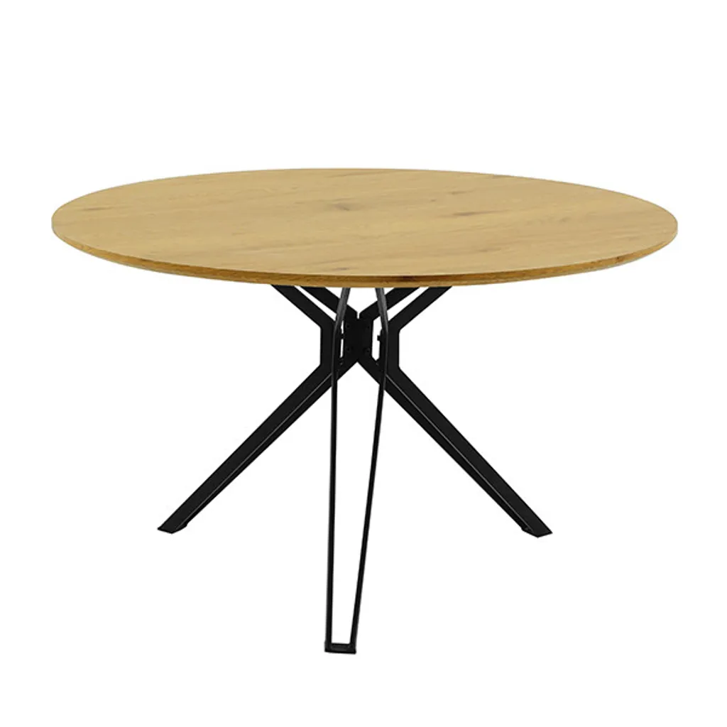 Table ronde bois marron 120 cm RANDYNA robuste et design moderne