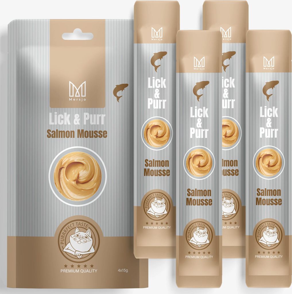 Katzensnack Lick & Purr – Lachsmousse Mersjo 60g
