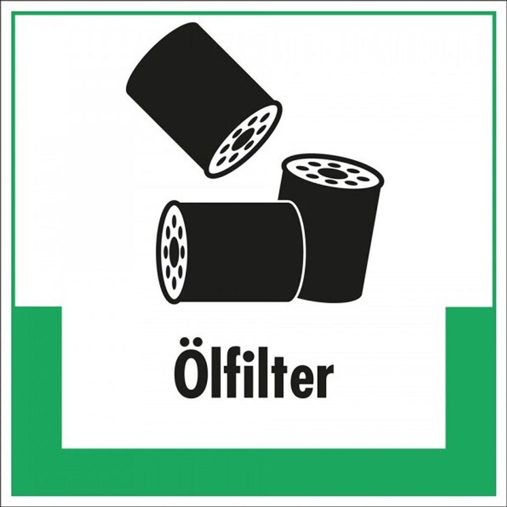 Dreifke Aufkleber I Abfallkennzeichen Ölfilter, mit Symbol und Text, Folie, ...
