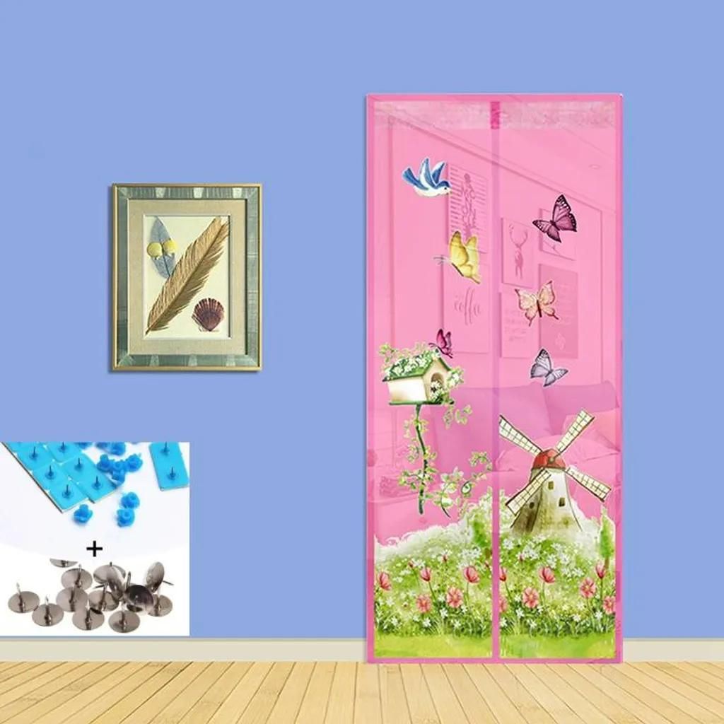 Magnetisches Fliegengitter, 100 x 210 cm, waschbar, Insektenschutz für Balkontür, Terrassentür, Schiebetür, Holz-, Eisen-, Aluminiumtüren (pin...