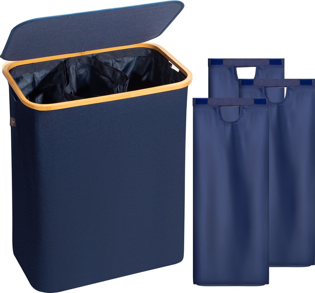 Adel Dream Wäschekorb mit Deckel , Wäschekorb kann gefaltet werden, Wäschetasche kann gefaltet werden (160L, Blau)