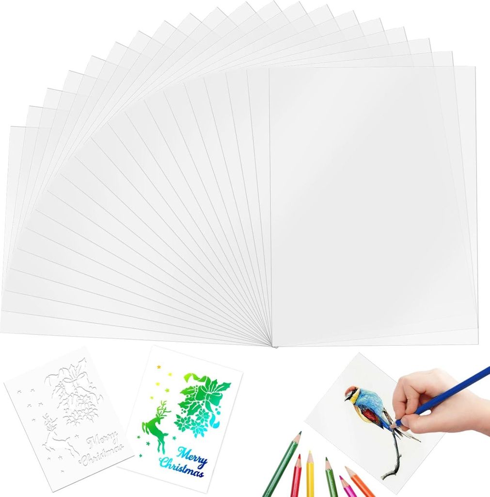 20 Stück transparente Kunststoff-Schablonenfolie A4 Mylar-Blätter für DIY-Handwerk PET Schneiden von Schablonen für Zeichnungen
