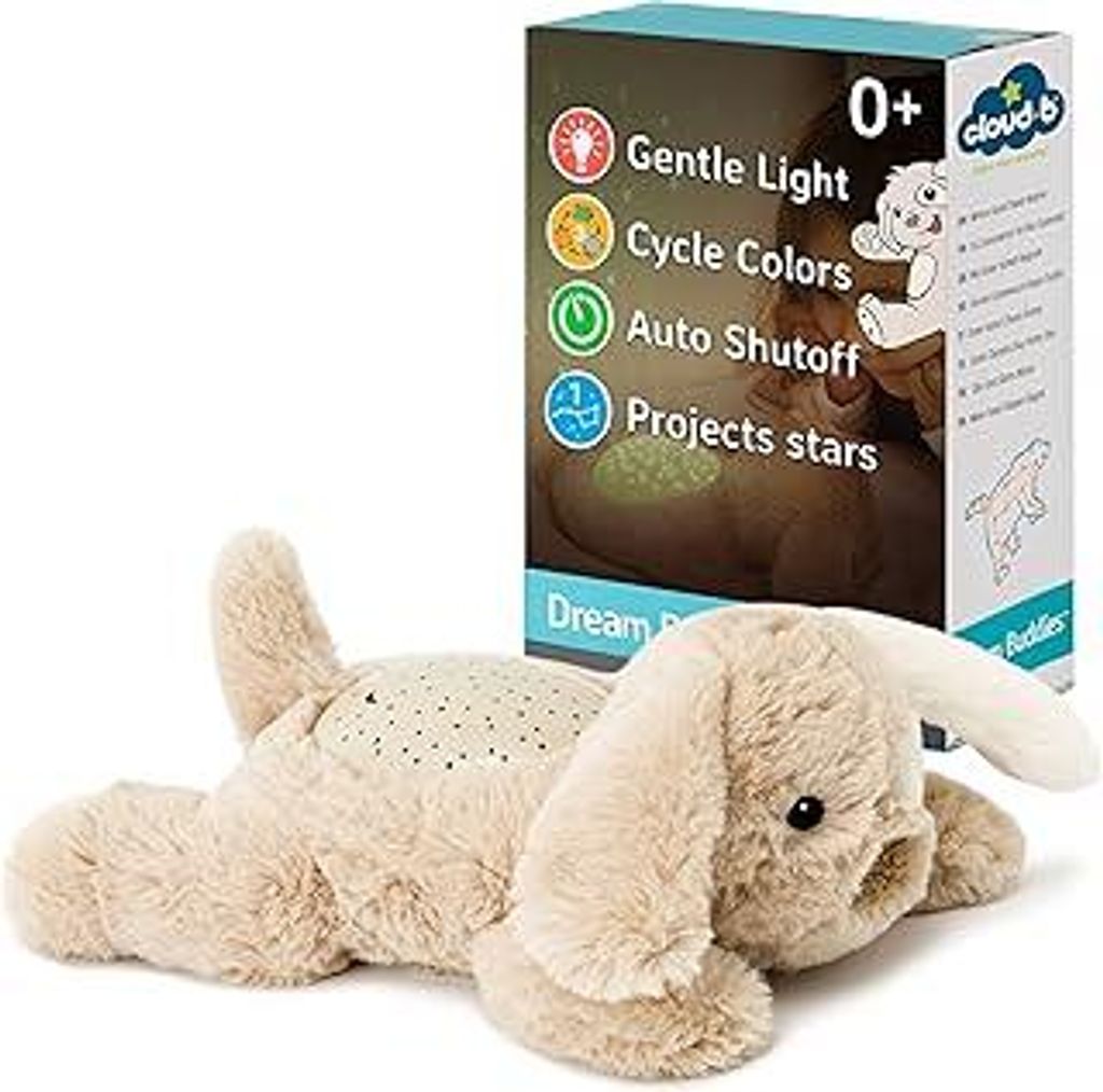 Cloud b Mini Night Light Soothing Star Projector Soft 3 Colours | 1 Constellation | Auto Shut-Off | Plush Dog Dream Buddies Patch The Puppy